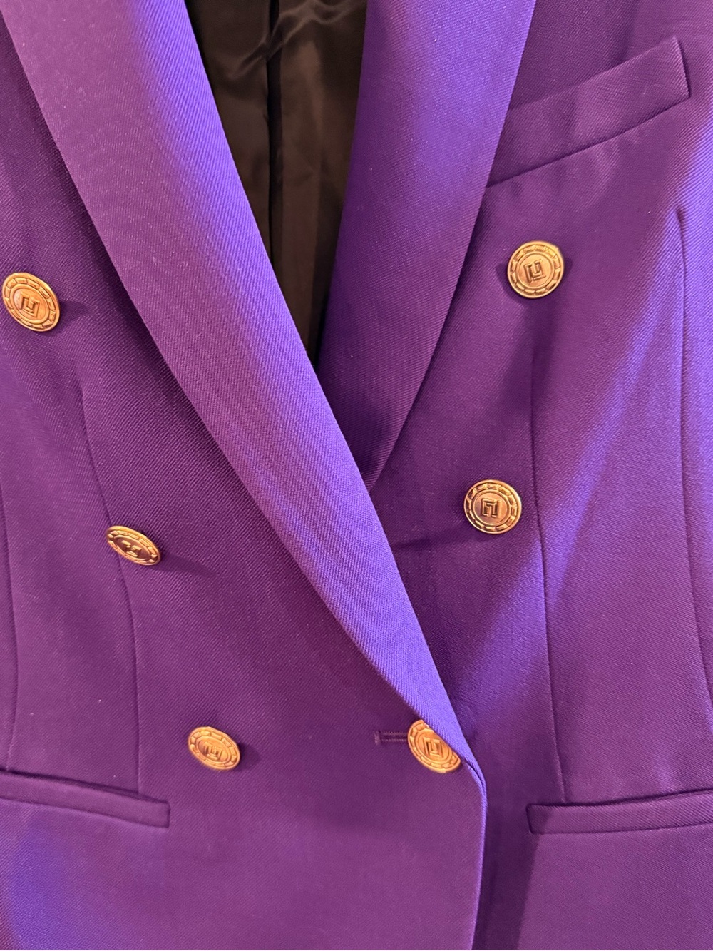 ZARA Purple Double-Breasted Blazer Gold Buttons Sz XS - Picture 12 of 14